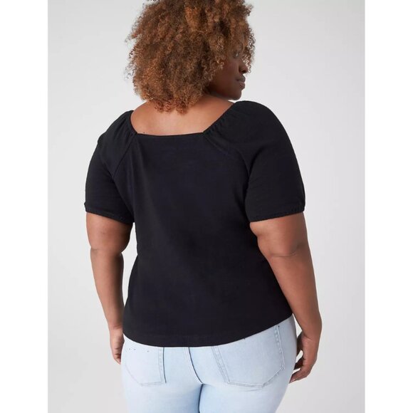 Lane Bryant Square-Neck Button-Front Puff Sleeve Top - Picture 3 of 10